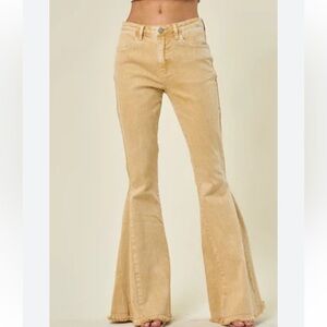 Free People Light Tan Wide Leg Jeans